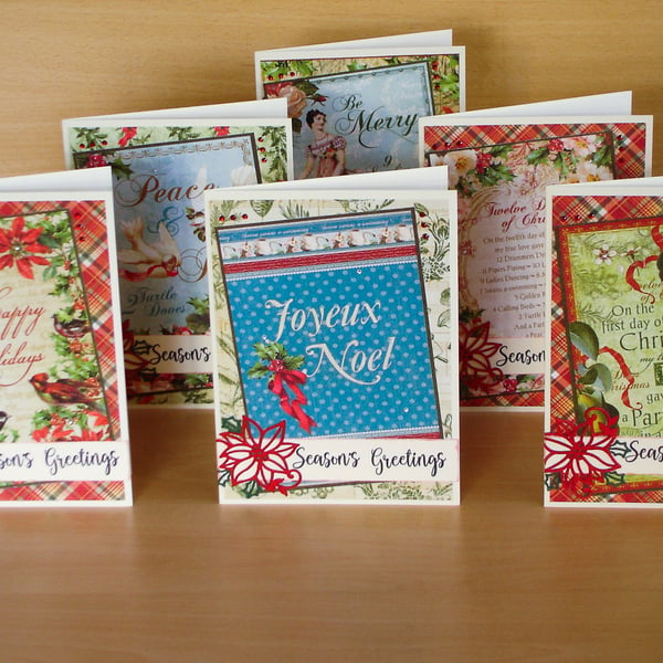 Christmas Cards, set of 6, Twelve Days of Christmas theme