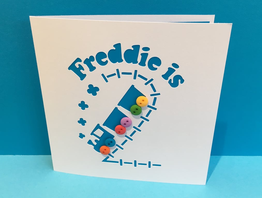 Personalised 2nd Birthday Card with a Train for a Boy