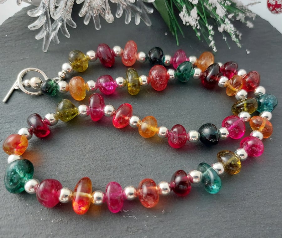 Crackle Quartz Chunky Necklace - Rainbow Necklace