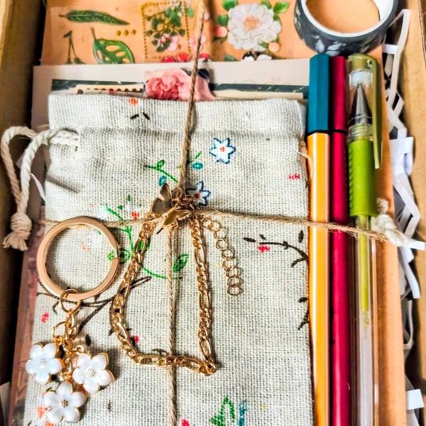 Woodland Junk Journal Kit - Cottagecore Ephemera Box, Nature Stickers, Craft 