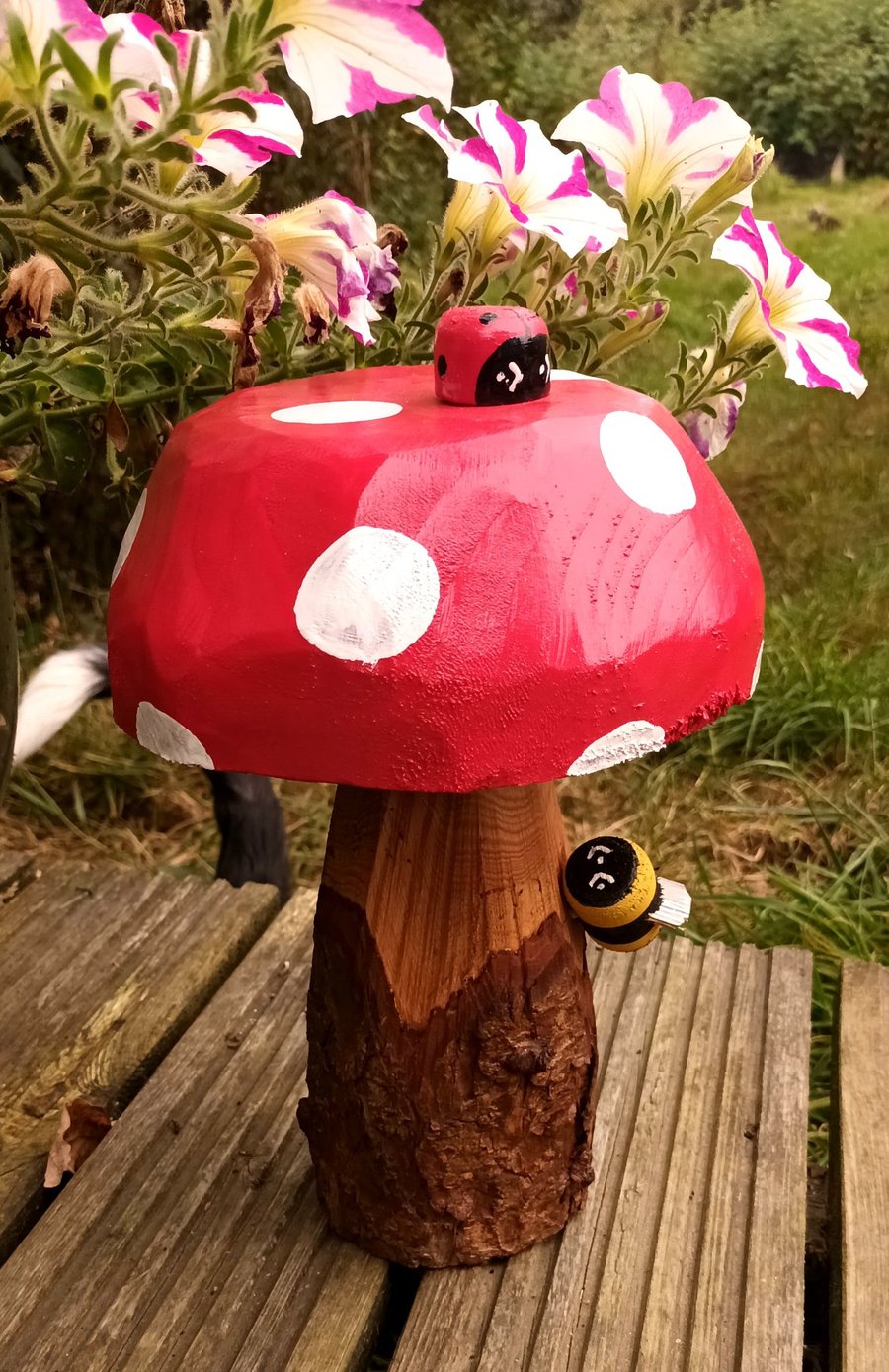 Toadstool with bee & ladybird