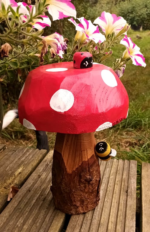 Toadstool with bee & ladybird