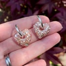 Chunky heart hoop earrings – pink, statement dangle earrings