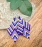 Handmade Beadwork Earrings in Blue & Copper with a Chevron Design