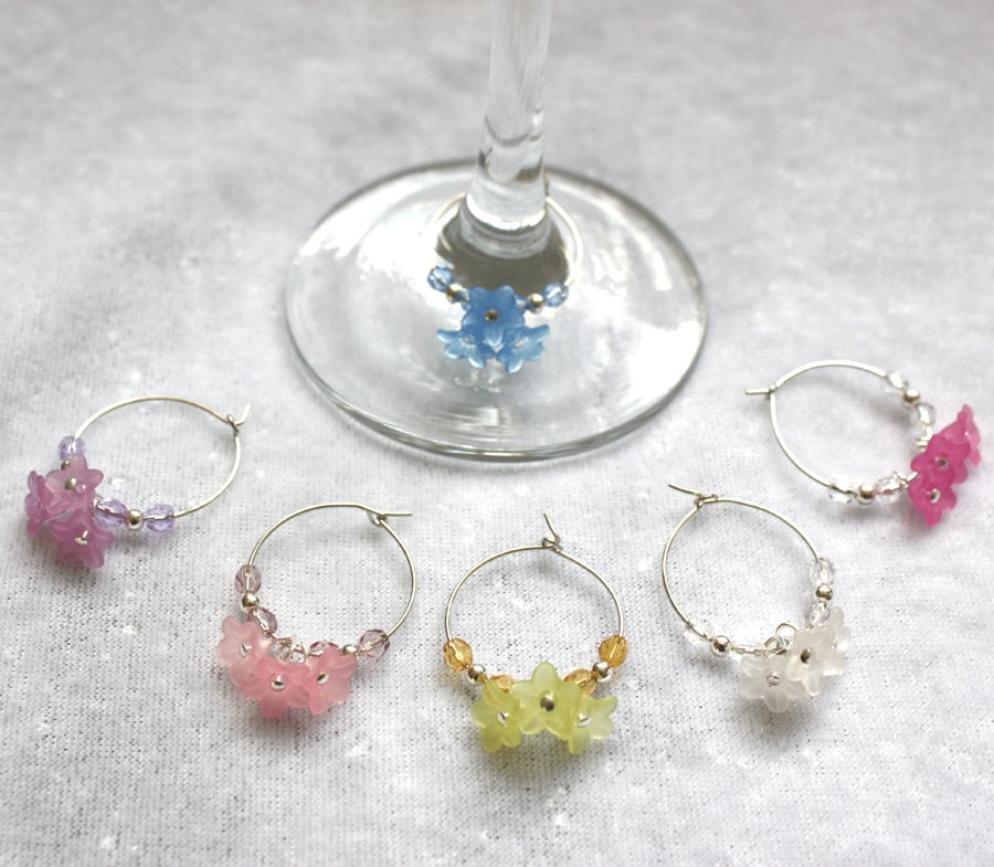 Wine Glass Charms with Tiny Flowers 05