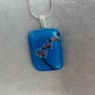 Hand painted fused glass orchid necklace