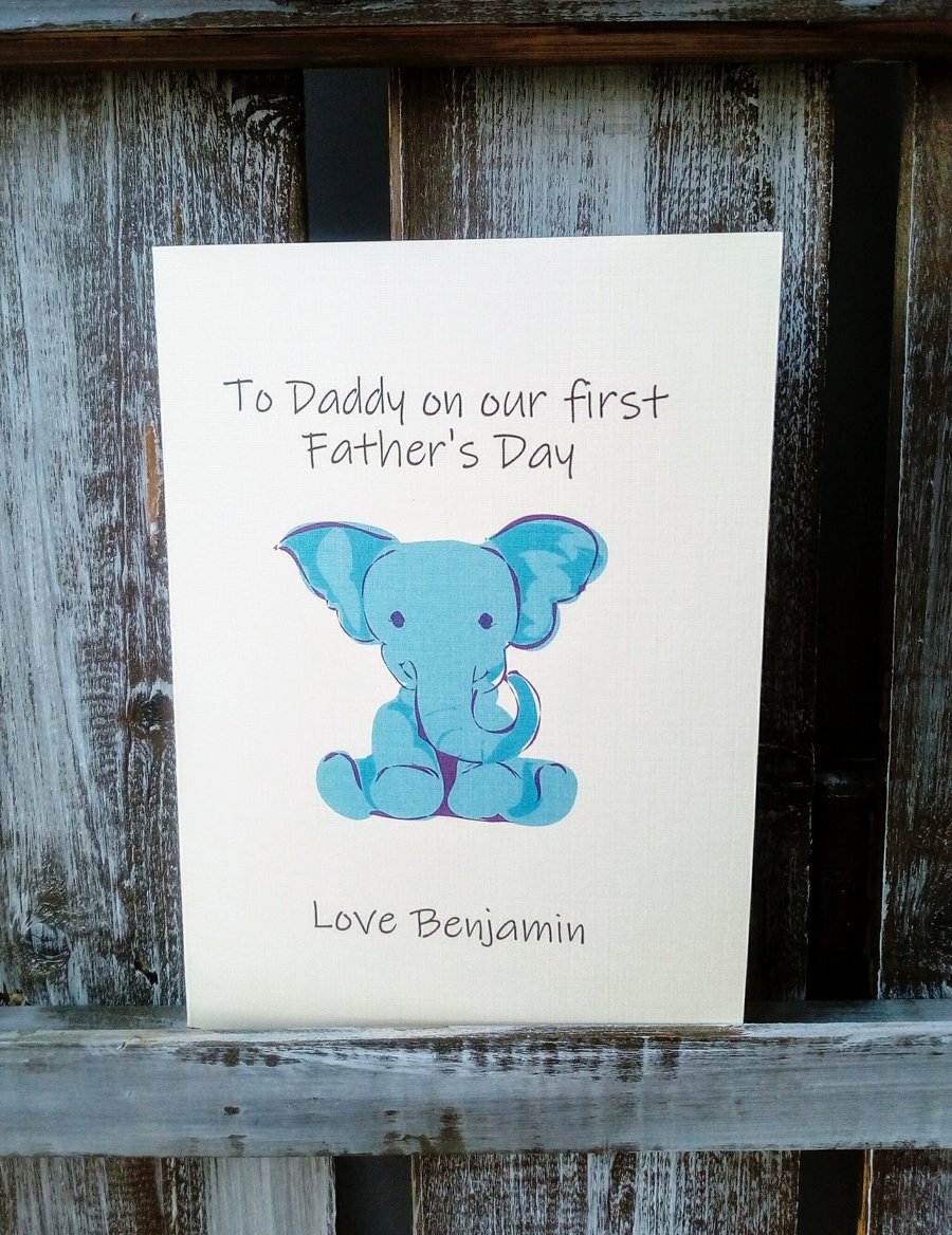 First Father's Day Card, 1st Father's Day card, Elephant cute card