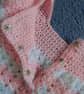 Baby dress crocheted in pink and white. Lovely gift for new baby girl. 20"chest - Image 3
