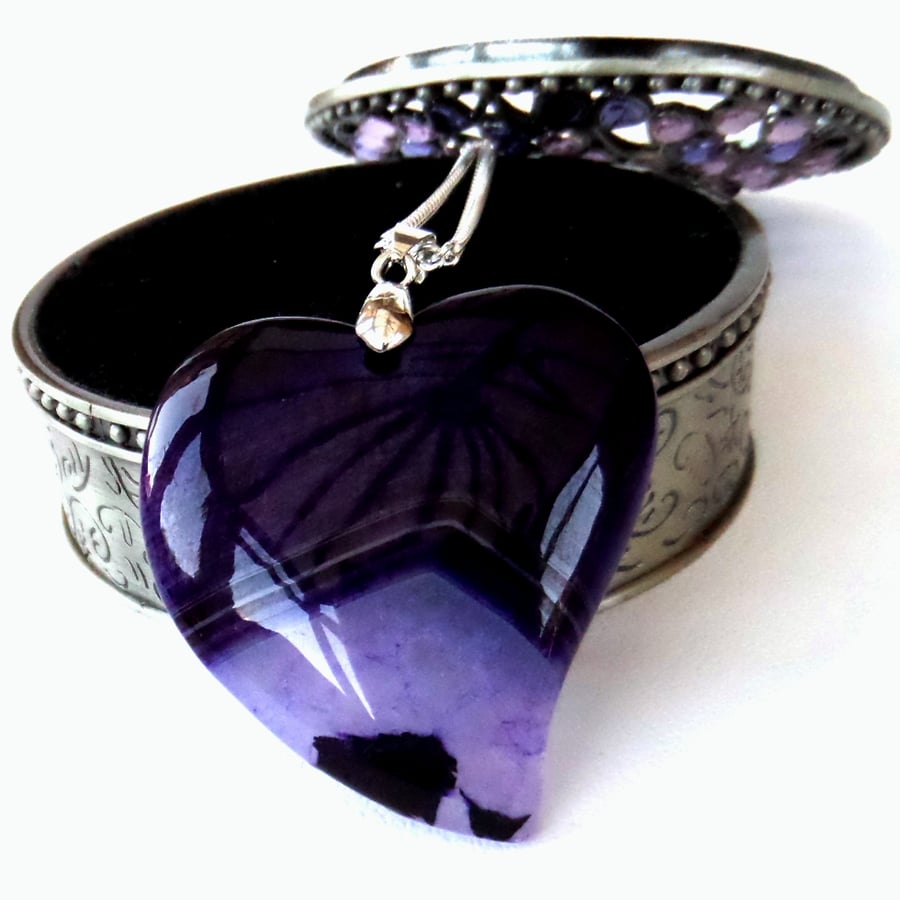 Purple gemstone heart necklace