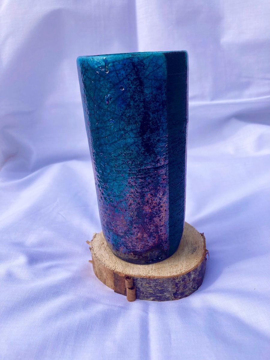 Turquoise Blue Raku Vase