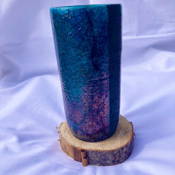 Turquoise Blue Raku Vase