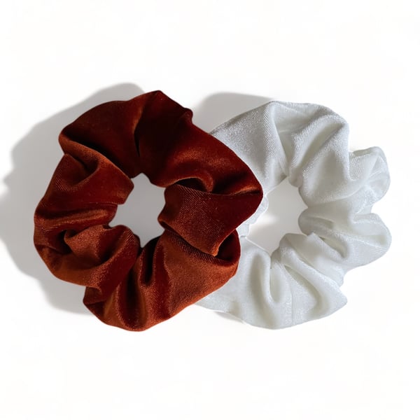 Burnt Orange & Ivory Velvet Scrunchies - Large