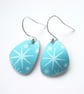 Tear drop shaped blue earrings with star print  - Image 2