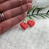 Red Bar Drop Heart Earrings