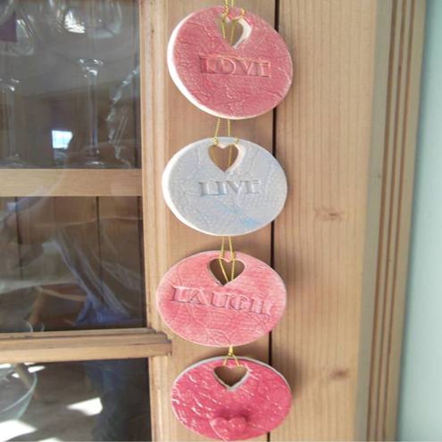 Live Laugh Love ceramic hanging