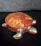 Handmade turtle epoxy resin decorative pot with lid.
