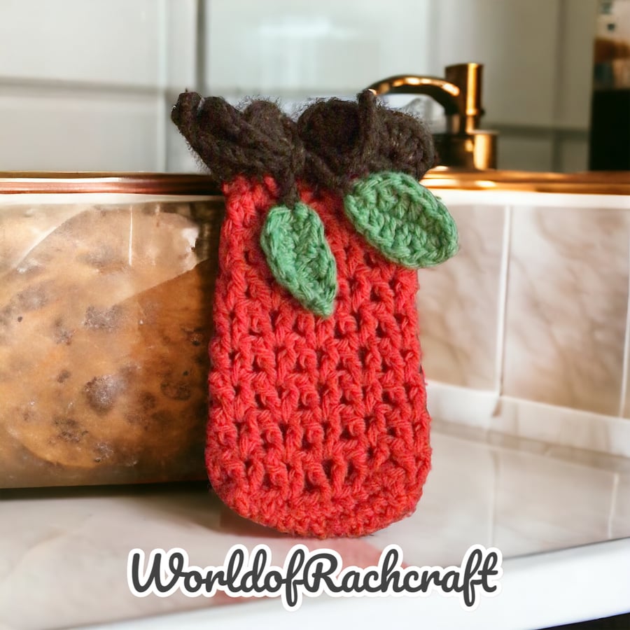 Crochet cotton apple soap saver