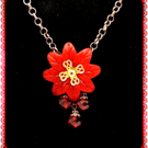 One of a Kind Lucite Flower Poinsettia necklace
