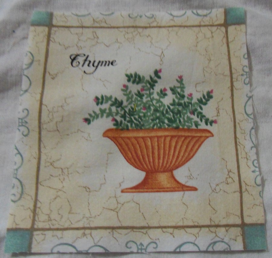 100% cotton fabric.  Thyme.  Sold separately, postage .62p for many