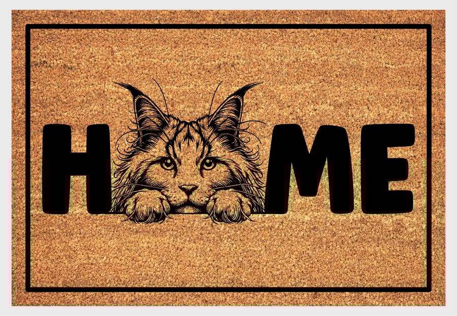 Maine Coon Cat Home Door Mat No.5 - Maine Coon Cat Welcome Mat - 3 Sizes