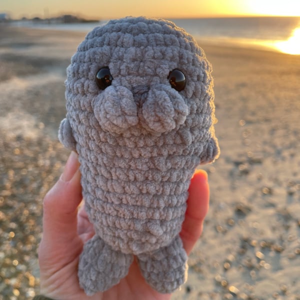 Handmade Crochet Grey Plushie Seal: Soft Velvet Yarn