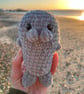 Handmade Crochet Grey Plushie Seal: Soft Velvet Yarn