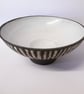 Bowl Stunning Black Vulcan Clay Striped Durable Stoneware Bowl Centrepiece. - Image 1