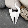Upcycled fork cat brooch
