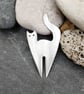 Upcycled fork cat brooch