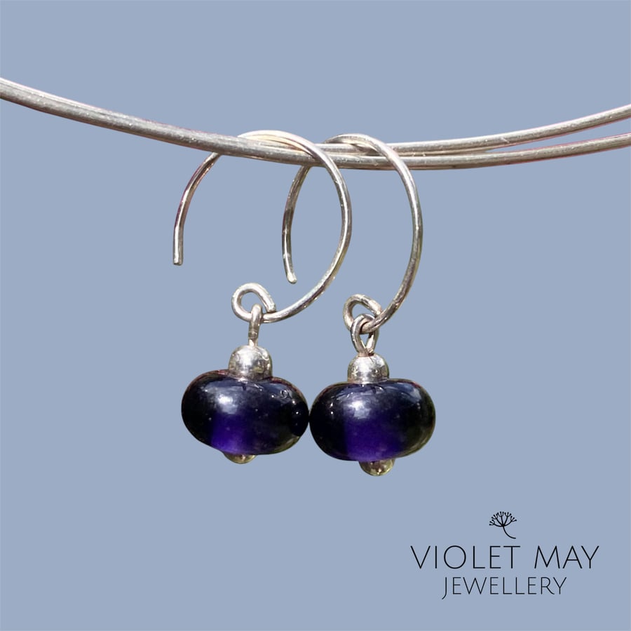 Deep Purple Glass Earrings