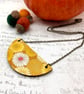 Yellow and white Chrysanthemum statement necklace Japanese inspired - Image 9