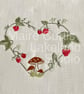 Wild Strawberry Heart Irish Linen Embroidery Kit