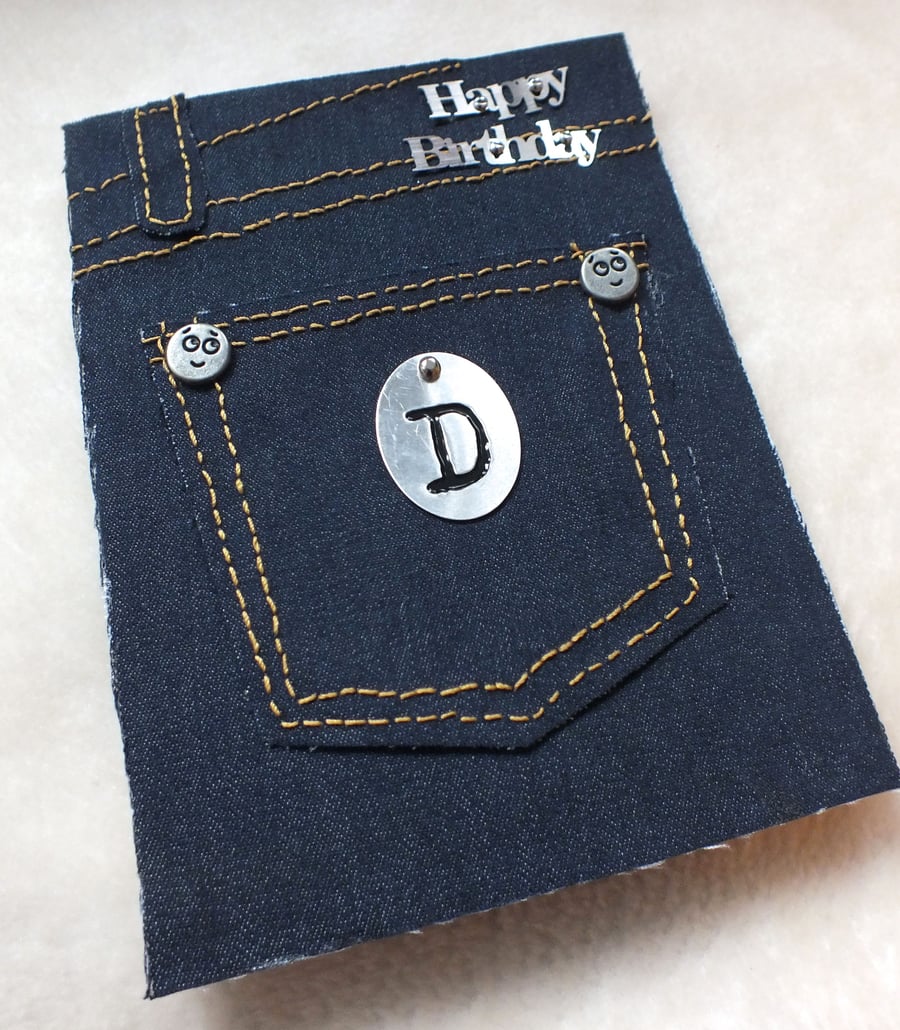 Personalised Handmade Jeans Birthday Card