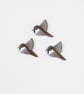 House sparrow wall hanging, set of 3 miniature flying birds, wooden decorations. - Image 1