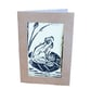Linoprint Frog on lily pad - printed on botanical paper - Image 3