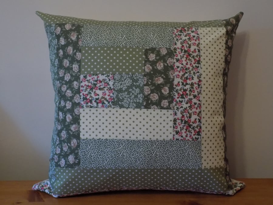 Patchwork Log Cabin Cushion Cover