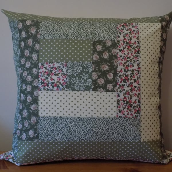 Patchwork Log Cabin Cushion Cover