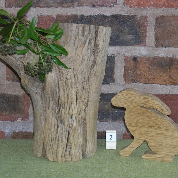 Sitting Hare In Reclaimed Oak No.2