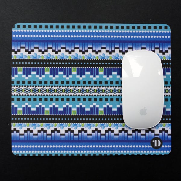 Mouse Pad - Geometric Blue Stripe