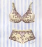 Cream bra and knickers painting with hand-stitched seed pearls and ribbon - Image 2