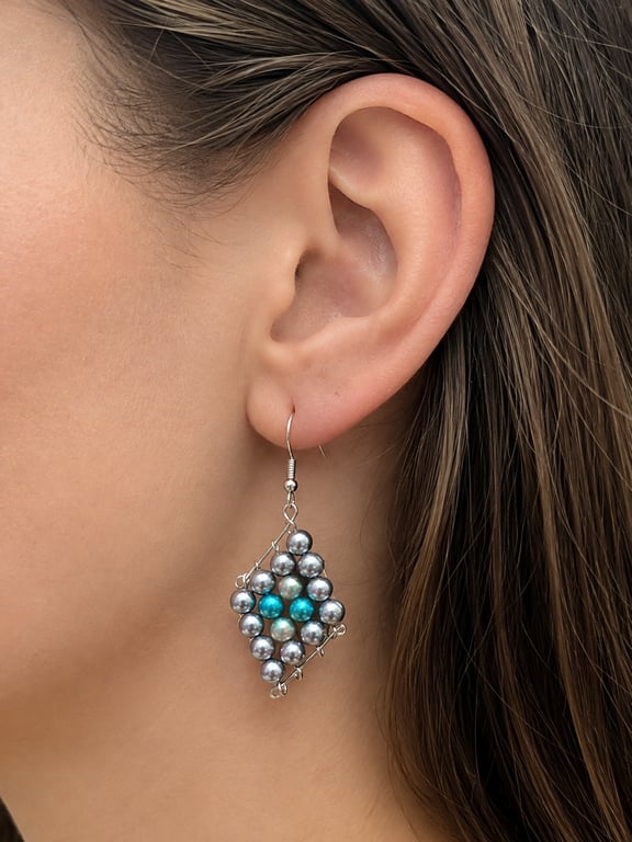 Hand made diamond shaped earrings