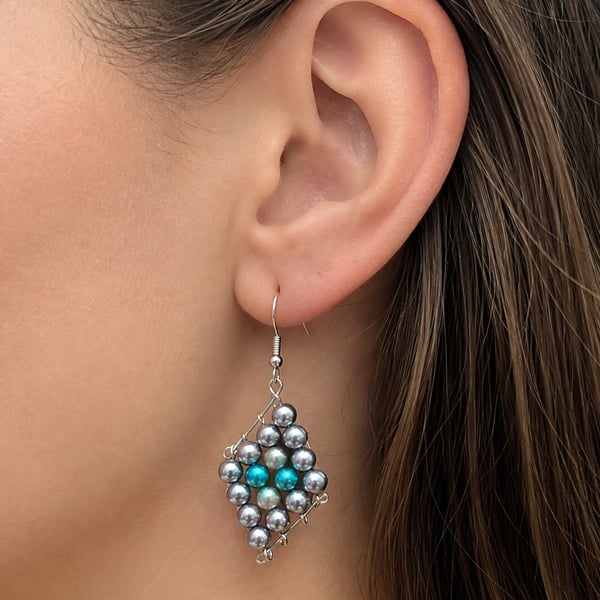 Hand made diamond shaped earrings