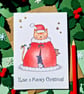 Funny Santa cat Christmas card, Meowy Christmas! Friend merry Christmas cat card - Image 5