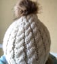 Hand Knitted Aran Hat with removable pom pom - Image 6