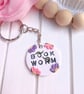 Floral Bookworm Keyring, Book Lover, Bookish Gifts