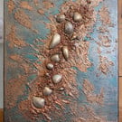 Original Tides Out. Beach Sea Shell Mixed Media Textured Canvas.