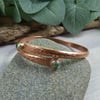 Copper BoHo Bangle with Dichroic Glass and Hammered Finish. Size Medium