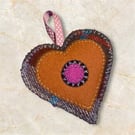 Hand stitched Lavender heart (FH 2)
