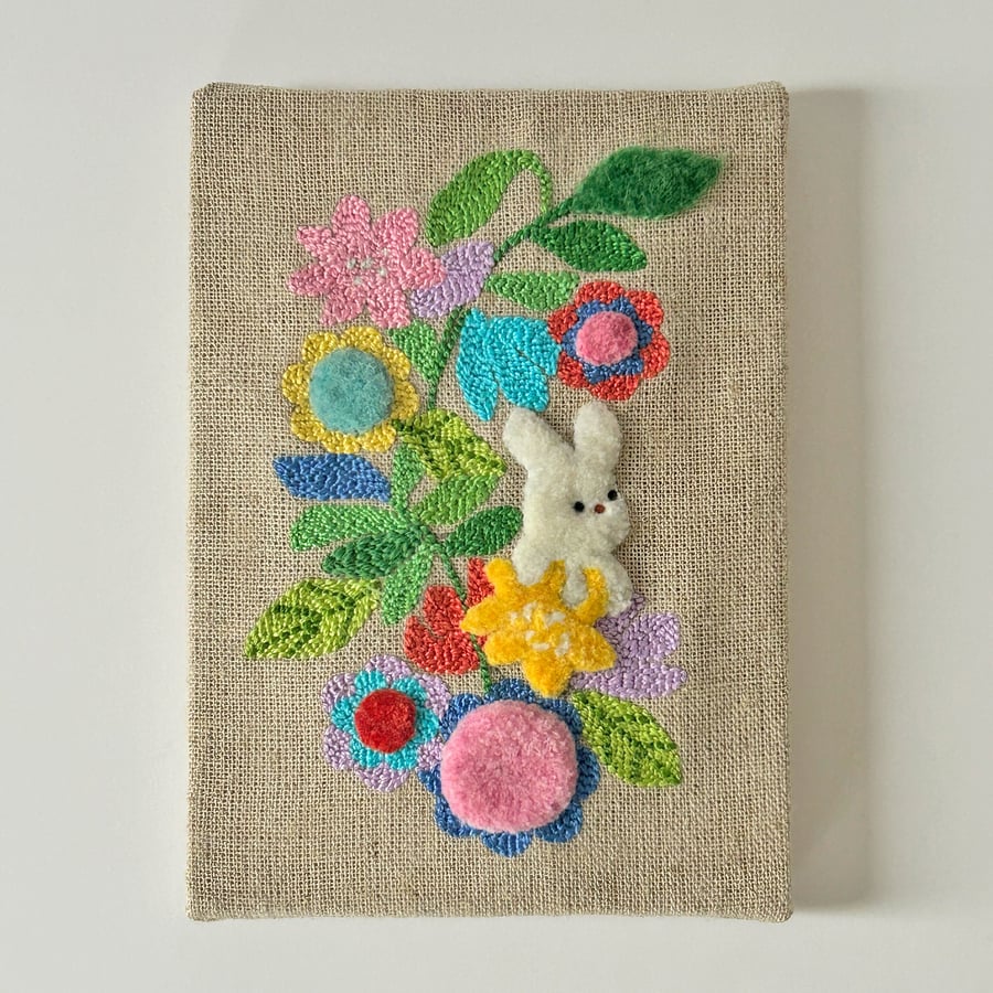 Floofle Bunny, Original Punch Needle Art, Original Textile Art