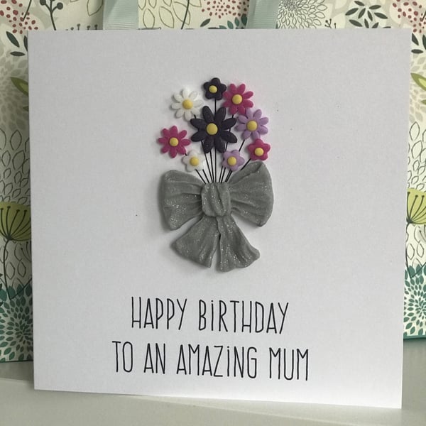 Happy Birthday Mum - Birthday Flower Bouquet - Birthday card for mum